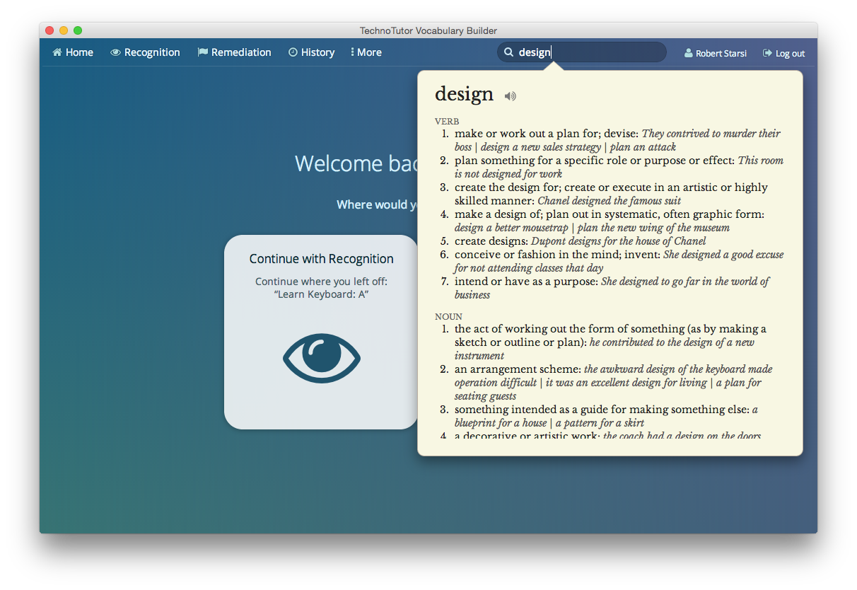 Built-in English dictionary