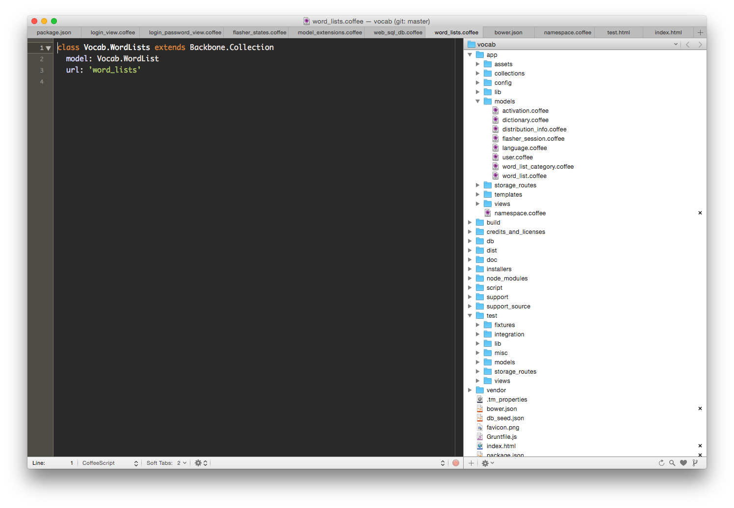 Code structure heavily influenced by Rails. Don't be fooled though, this is 100% client side, CoffeeScript, HTML & SASS.