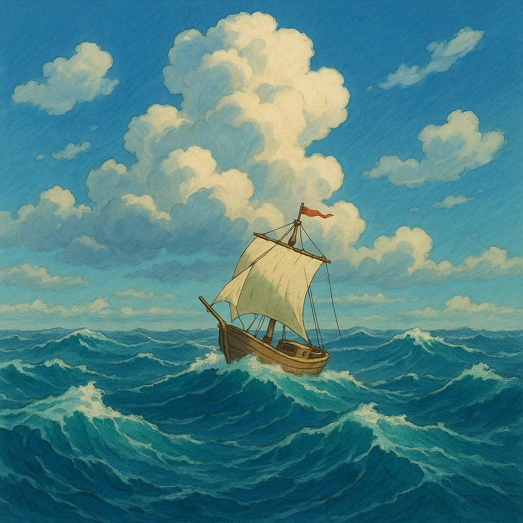 Colorful flowing shapes on a gradient background