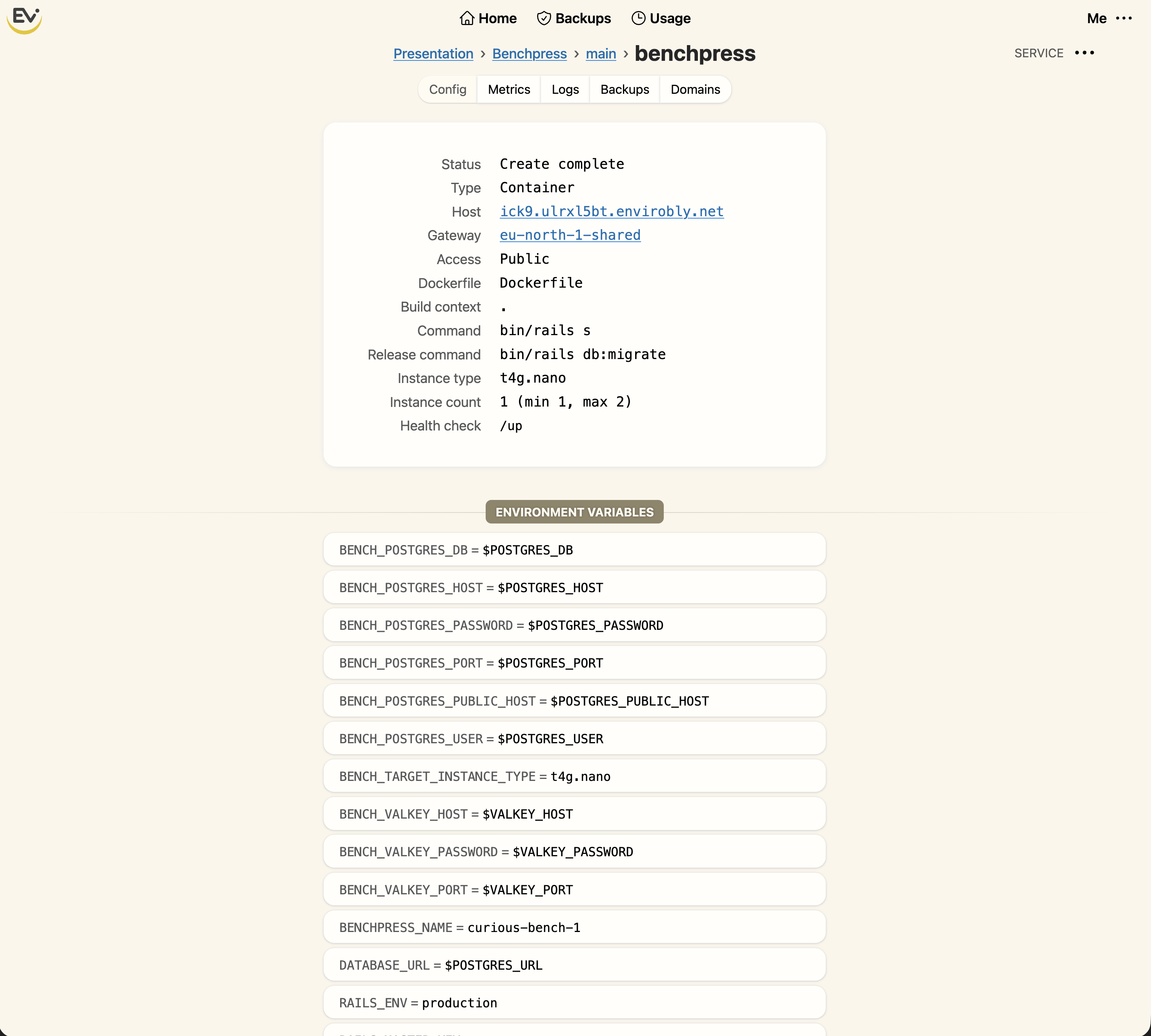 Service detail overview